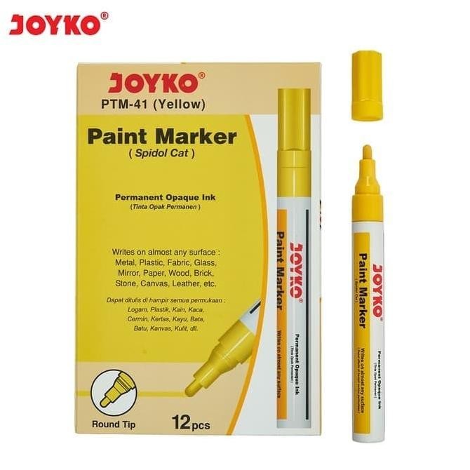 

Paint Marker Spidol Cat Permanen Joyko PTM-41 Yellow 1 Box 12 Pcs Termurah