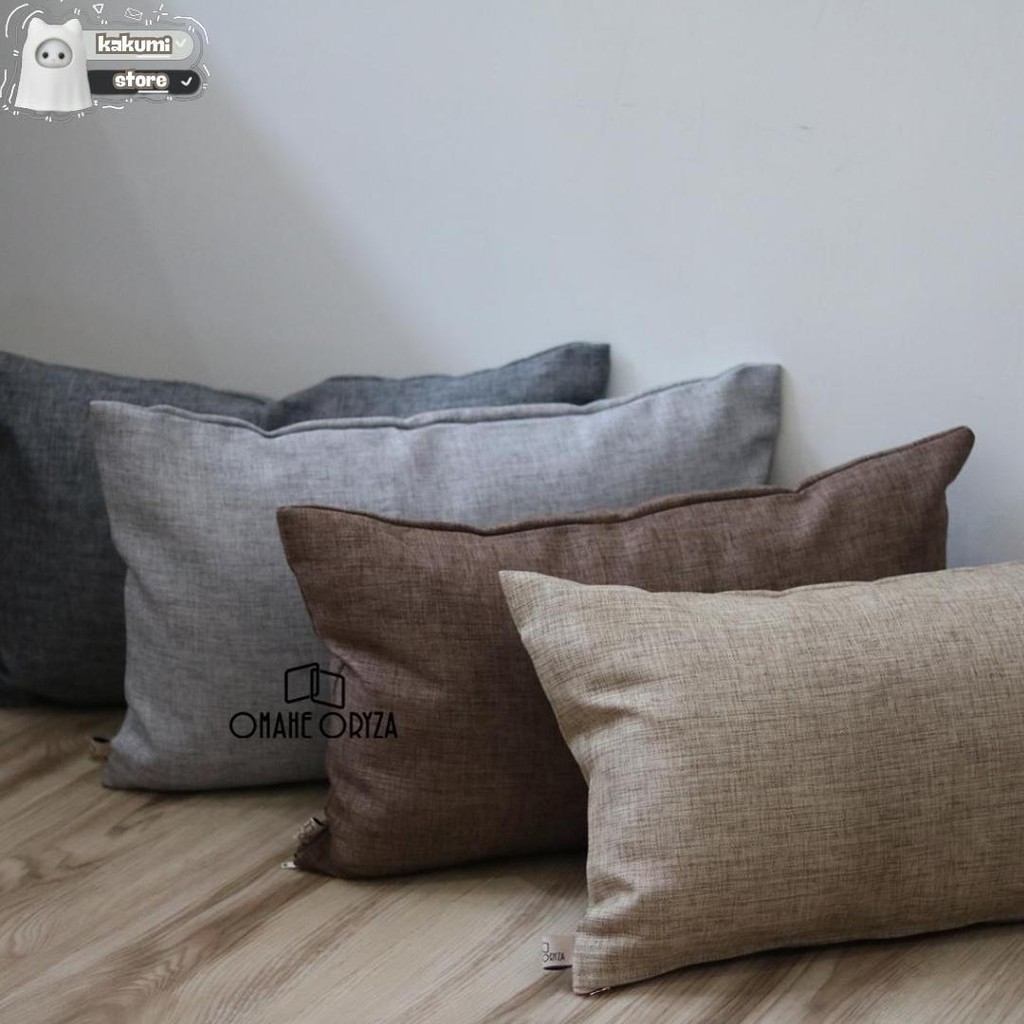 Sarung Bantal Sofa Polos 30X50 Sarban Kursi Motif Minimalis Warna Coklat Brown Abu Grey Cushion Cove