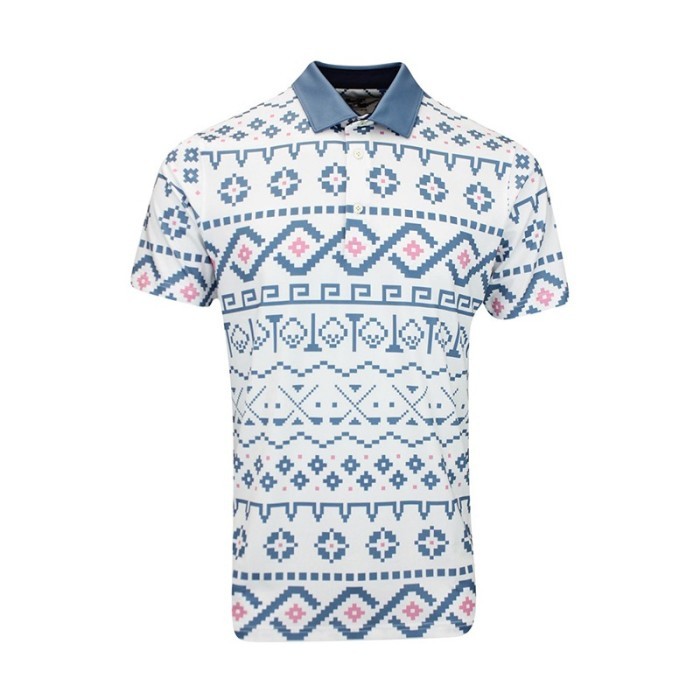 Polo shirt Golf Man Puma Fair Isle polo golf White blue