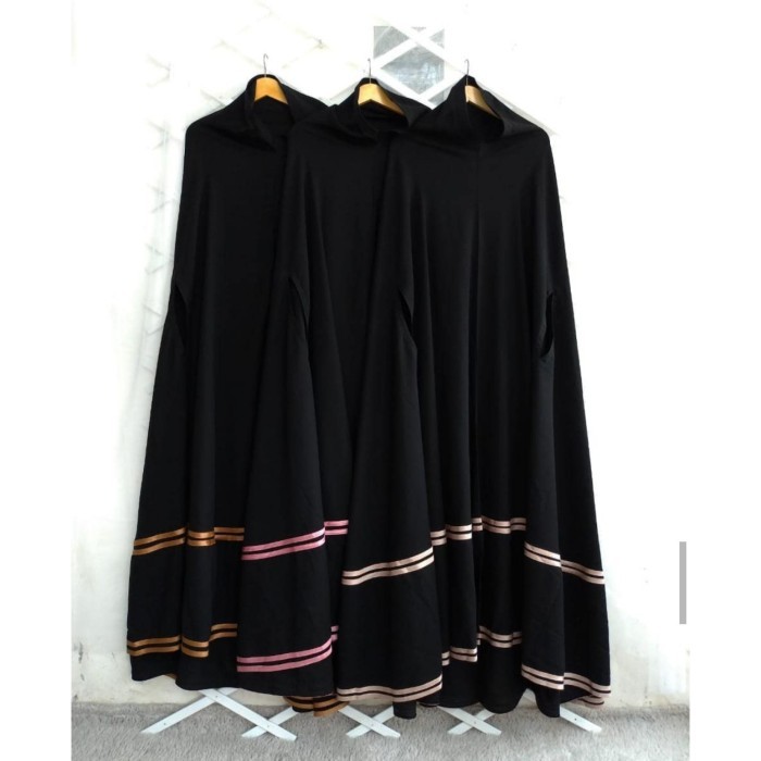 Murah KHIMAR JETBLACK/JUBAH BOLONG TANGAN LIST BISBAN/ABAYA SYARI Non COD