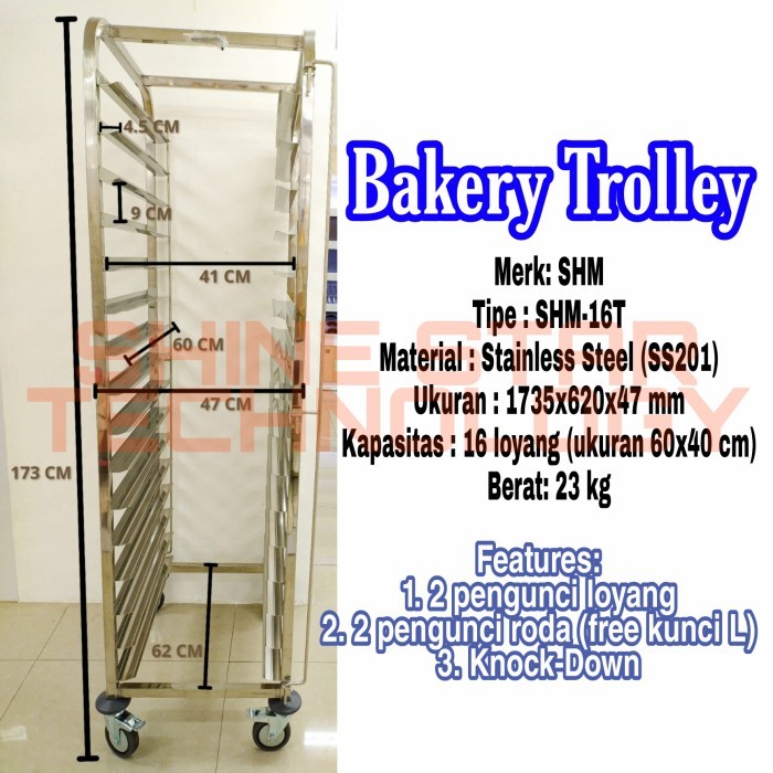 BAKERY TROLLEY SHM-16T / Troli Loyang / SHM / Rak Loyang / Cover Rak