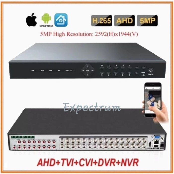 TERBARU DVR HD 32CH 32 CHANNEL 5 in 1. 5MP HYBRID + 2 SLOT HDD