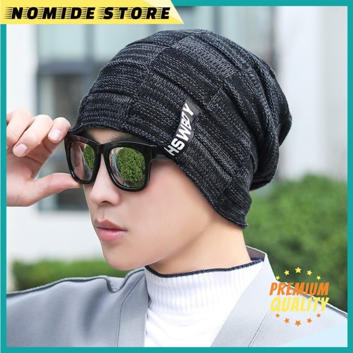 Topi Kupluk Beanie HSWBOY Kupluk Wool Winter Kupluk Rajut Pria Wanita