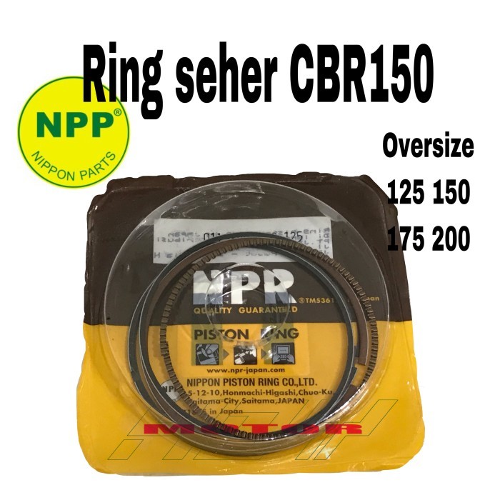 Ring Seher Ring Piston Cbr 150 Oversize 125 150 175 200 Merk Npp Npr Barang Langka
