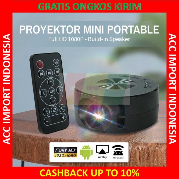 TERLARIS Proyektor Mini Portable Android YT200 Proyektor HP Projector Multimedia Home Theater Mini