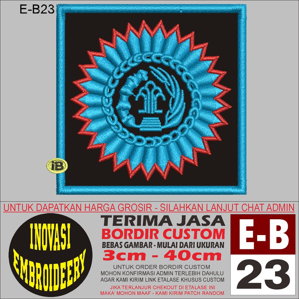 PATCH BORDIR E-B 23 LOGO INSIGNIA PNG  - INOVASI EMBROIDERY TESTIMONI