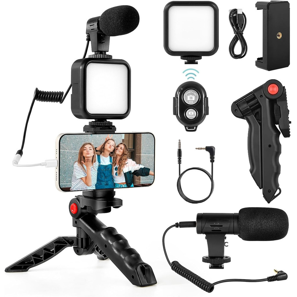 NEW DEALS KAIY Vlogging KIT Alat Paket Vlog Hp Lengkap 5 in 1 Item Lampu Video LED Phone Holder