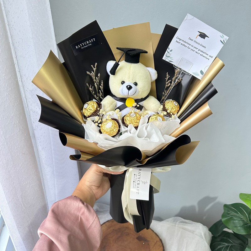 BUKET COKLAT FERERO ISI 5 BUCKET FERRERO BUNGA KERING WISUDA