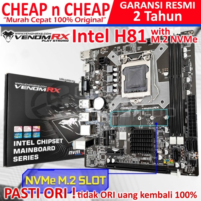 Venom RX H81 VGA HDMI M2 NVMe - Motherboard LGA 1150 Gen 4 VenomRX H81