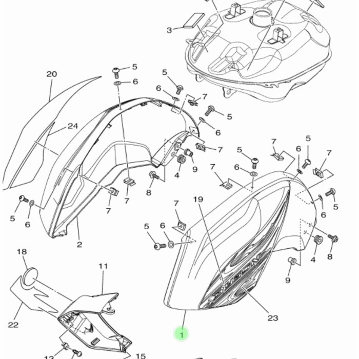 Cover Bawah Tangki Samping Kiri Biru Bca Byson Ori 45P-F4129-00-P6 Sale