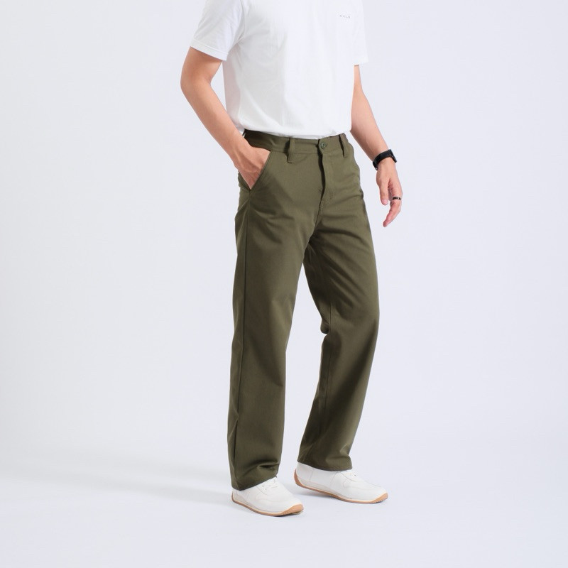 CUCI GUDANG WHISAKA.CO Celana Chino Panjang Pria Standar Oversize Straight Fit Army Outfit Cowok