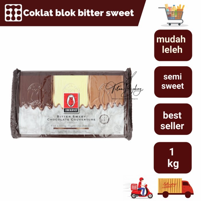 

Chocolate Block Bitter Sweet Coklat Blok Original Pack Tulip 1Kg Best Quality