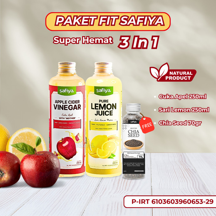 

[PAKET FIT ISI 3] CUKA APEL + SARI LEMON + CHIA SEED