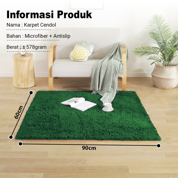 Karpet Keset Cendol Microfiber Tebal Besar Uk 60 X 90 Cm Anti Licin Bulu Lembut Premium D5 B2
