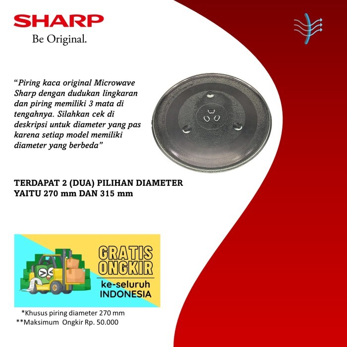 Piring Kaca Microwave Sharp (Rotating Plate Glass)