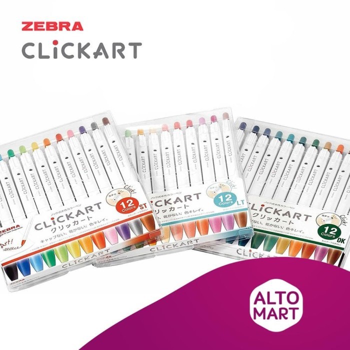 

PROMO! Zebra ClickArt Marker 0.6mm Fineliner 1 Set 12 Warna Warni Spidol