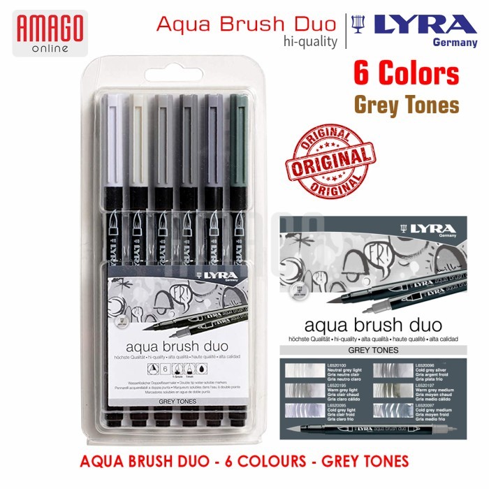 

LYRA AQUA BRUSH DUO - GREY TONES - 6 COLORS - 6521063