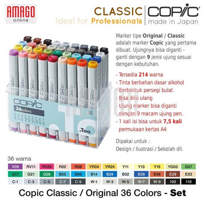

PROMO! COPIC CLASSIC - SET 36 BASIC COLOR SET - CMK/36BC
