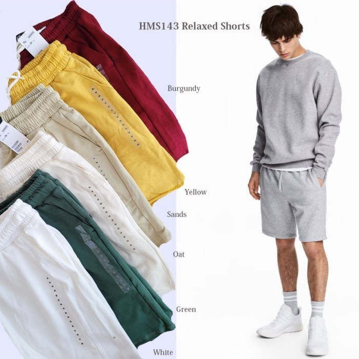 HM 143 Mens Relaxed Shorts Celana Pendek Pria Branded