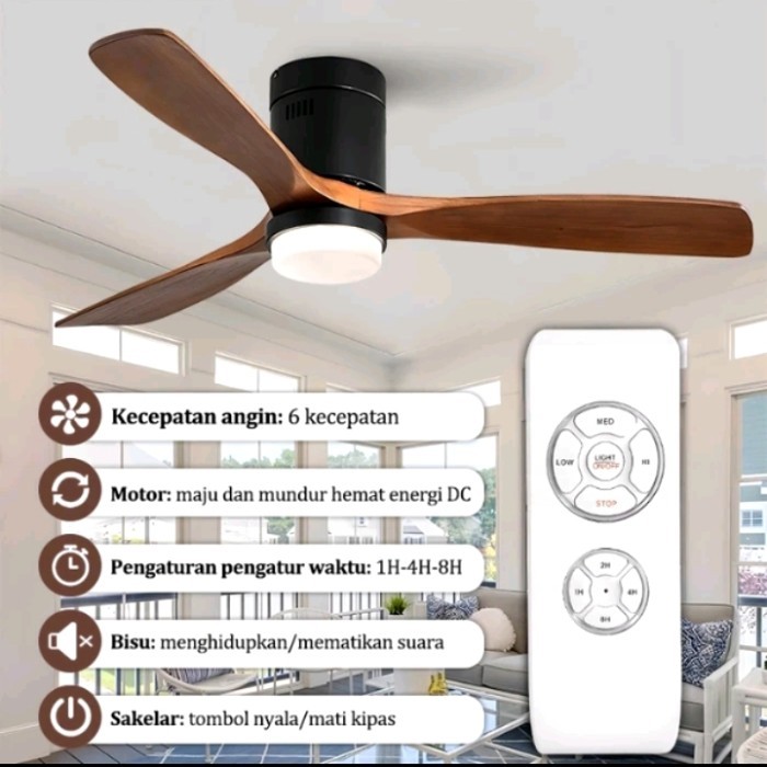 Lampu Gantung Kipas Angin Modern Kayu Minimalis Hias Ruang Tamu
