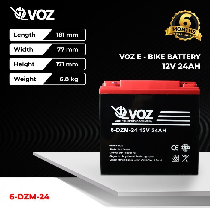 AKI SELIS VOZ 12V 24AH AKI SEPEDA LISTRIK BATERAI AKI MOTOR LISTRIK
