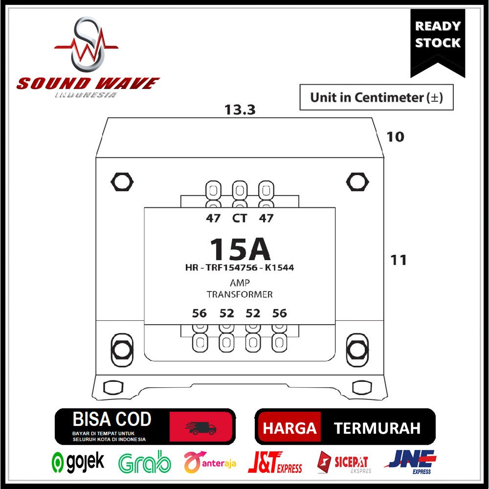 TRAFO 15A CT 56V KOTAK TEMBAGA MURNI BGR