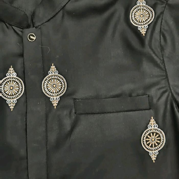 Al -Jami Abbas Kemeja Koko Bordir Mewah Lengan Panjang Katun Toyobo Seo Muslim Pria 2025 Asli 100%