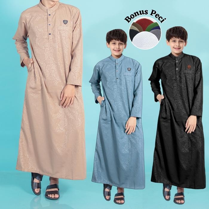 AL HABIB GAMIS ANAK COWO PREMIUM GOLD TERKINI/BAJU KOKO ARABIC JUBAH MUSLIM COWOK NYAMAN KAIN