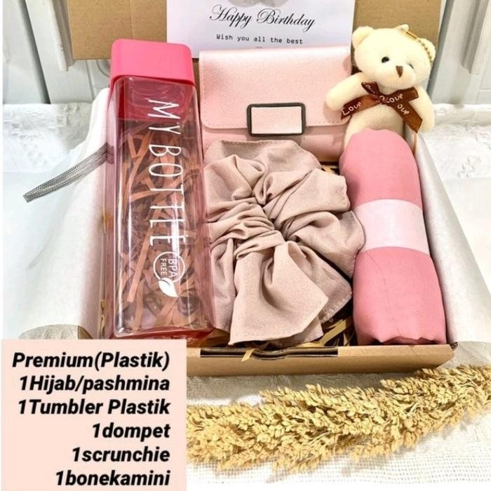 

[Premium] Hijab Hampers Botol Kado Ulang Tahun Gift Box Tumbler Cewek Wanita Perempuan Segi Empat