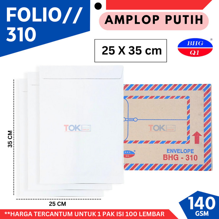 

Amplop Putih FOLIO (25x35Cm) TEBAL 140gsm isi 100lbr