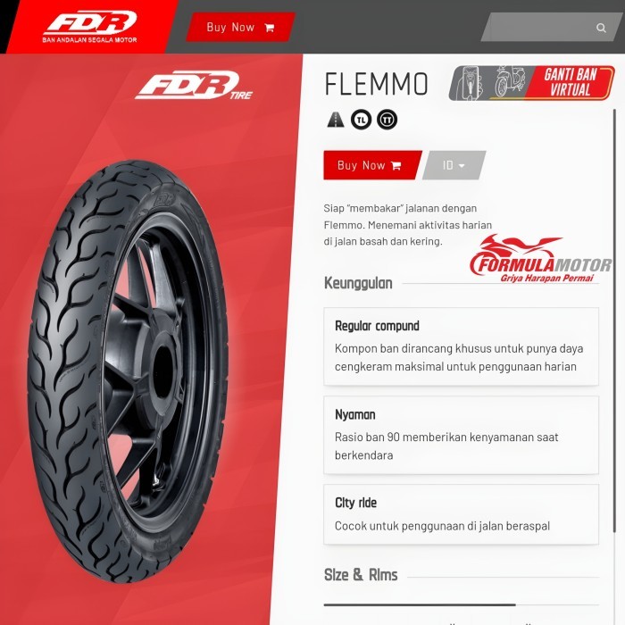 FDR Flemmo Ring 18 Tubetype - Ban Motor FDR Non Tubles (RXK, GL, Win)