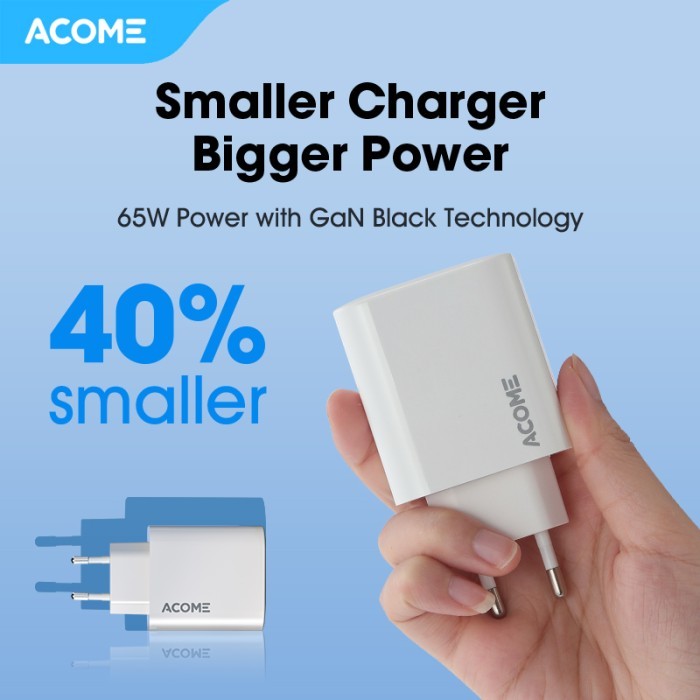 ACOME Bundling Charger GaN 65W Fast Charging (ACG65) + Kabel Data