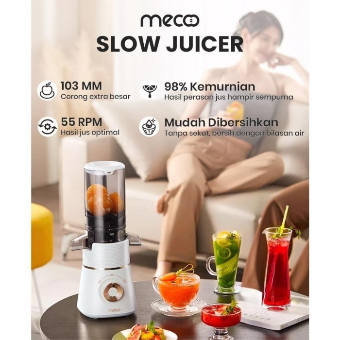 Mecoo Aesthetic Slow Juicer Extra Big Mouth Meco Mecco Juicer Buah Juice Blender Buah