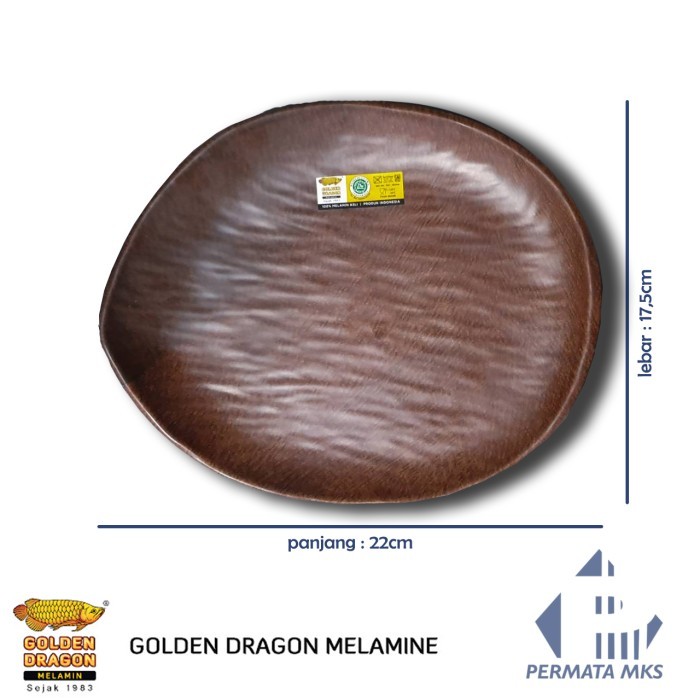 ;&;&;&;&] Piring Melamin 9" Motif Kayu Wood PST 100 Golden Dragon