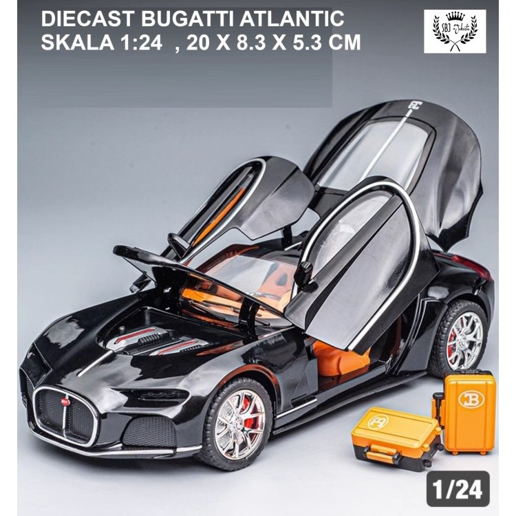 PROMO Diecast mobil Bugatti Atlantic skala 1:24 ukuran besar mainan koleksi pajangan vehicle model