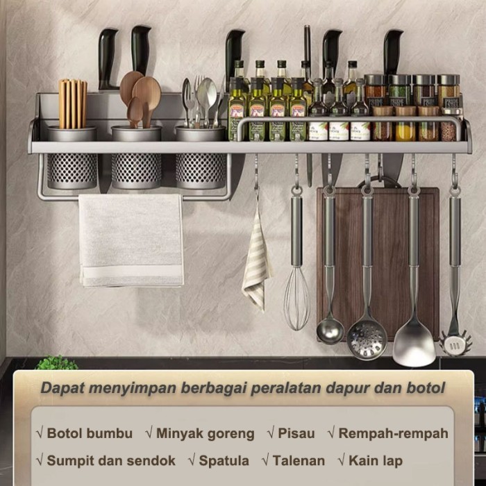 RAK DAPUR STAINLESS STEEL RAK BUMBU DAPUR RAK PISAU DAPUR GANTUNG