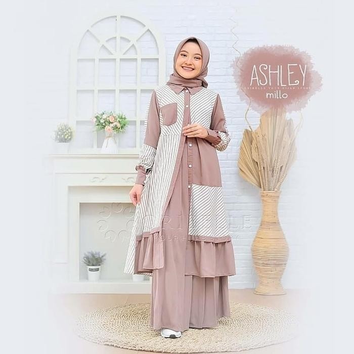 PROMO TERLARIS ASHLEY KIDS BAJU SETELAN ANAK PEREMPUAN REMAJA 6 12 TAHUN GAMIS ANAK GARIS GARIS