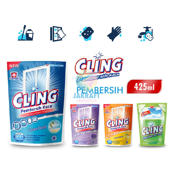 Cairan Pembersih Kaca CLING Kemasan Refill 425 ml Pouch Isi Ulang