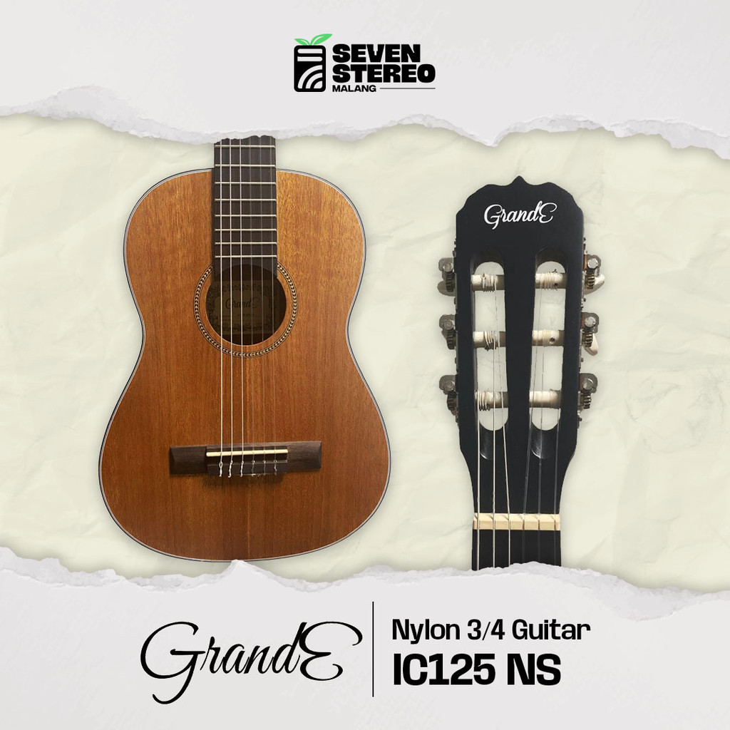 Grande IC125 IC-125 IC 125 3/4 Guitar Classic Junior Nylon - Gitar Klasik Nilon ukuran Mini untuk An