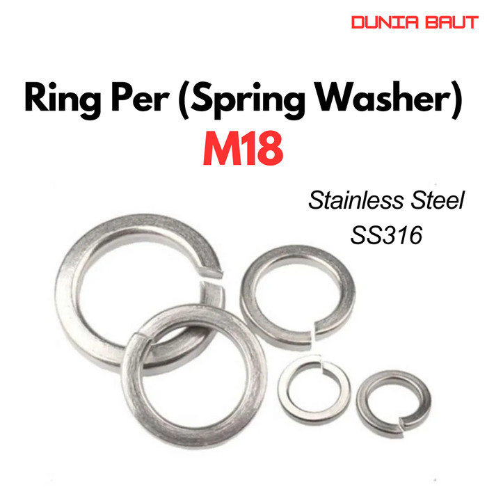 SS316 Ring Per M18 / Spring Washer M18 / WL M18 / Ring Per Stainless M18