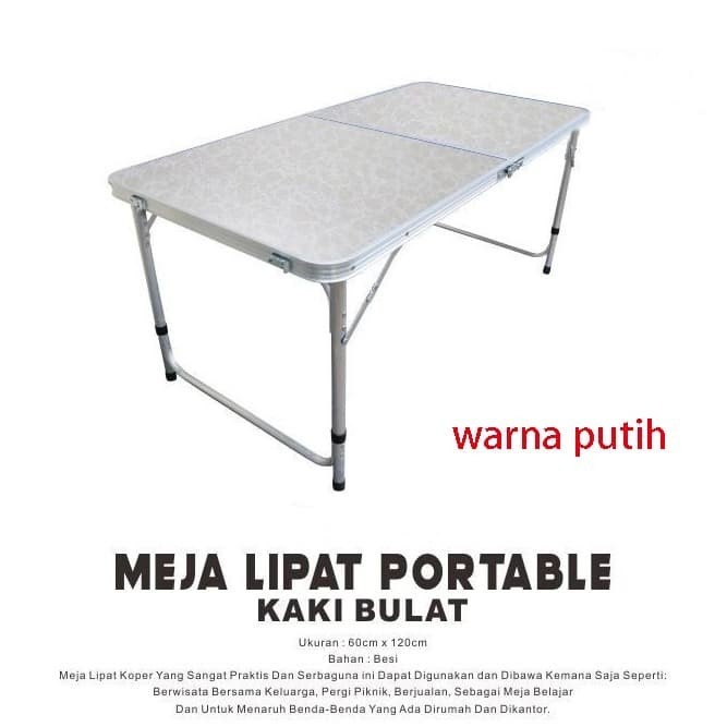 Meja Lipat Koper Hpl Aluminium-Meja Lipat Portable - Kaki Bulat Original Dan Terpercaya