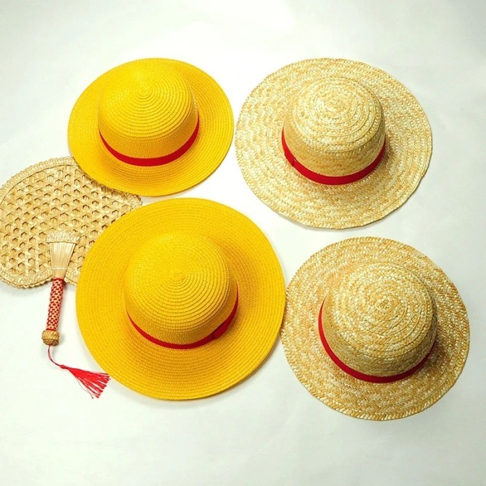 Topi Jerami Luffy One Piece Anak Dewasa / Topi Pantai / Topi Kostum Cosplay Pria Wanita