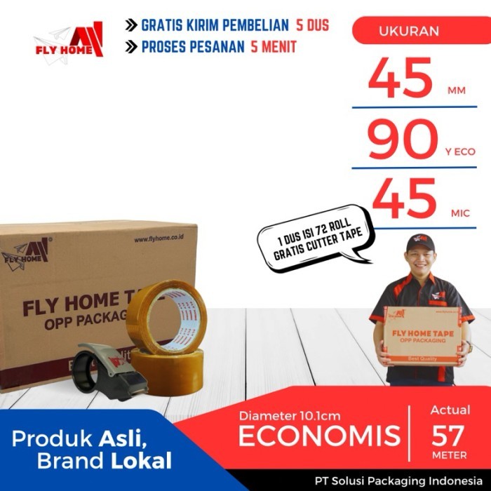 

Diskon Flyhome Lakban Coklat 1 Dus 90 Yard 45Mm X 90Yard 72 Roll Eco Cargo Cod