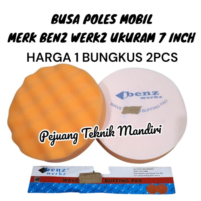 READY STOK BUSA POLES MOBIL 7 INCH ORANGE BENZ WERKZ / WAFE BUFFING PAD 7 INCH BENZ WERKZ
