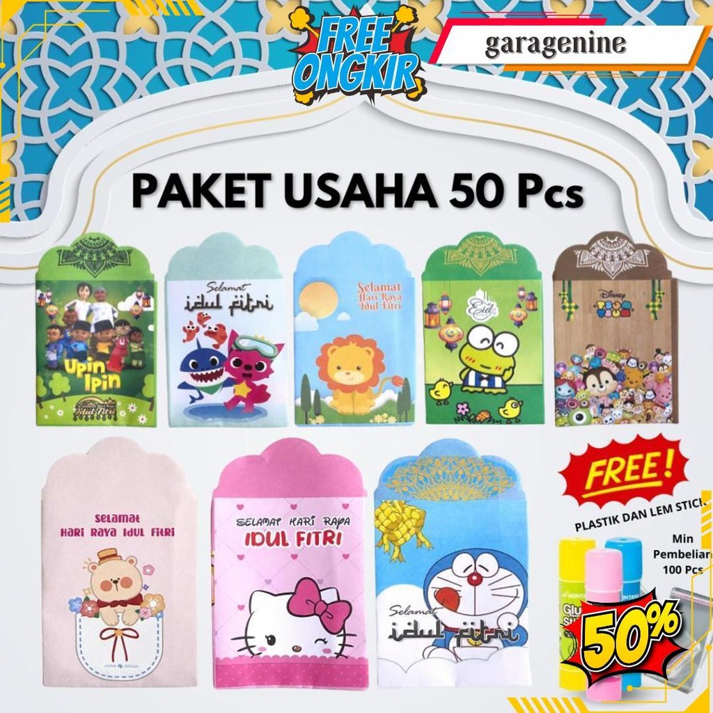 

[Paket Usaha] Amplop Lebaran Versi Baru 2025 Size Medium Isi 50 Lembar Bahan Hvs Premium | Free Lem & Plastik Siap Kirim