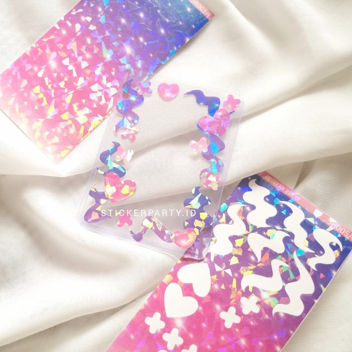 

+++++] [Sticker Party] Stiker Hologram Confetti Awan Hati Kpop Deco SR005