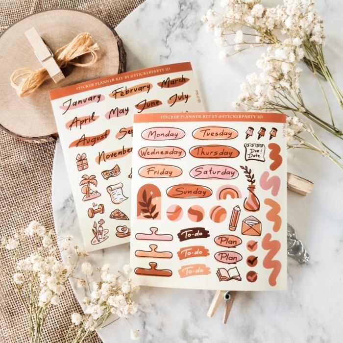

;&;&;&;&] Sticker Party Stiker Planner Jurnal Estetik Mood Earthy PK01 PK02