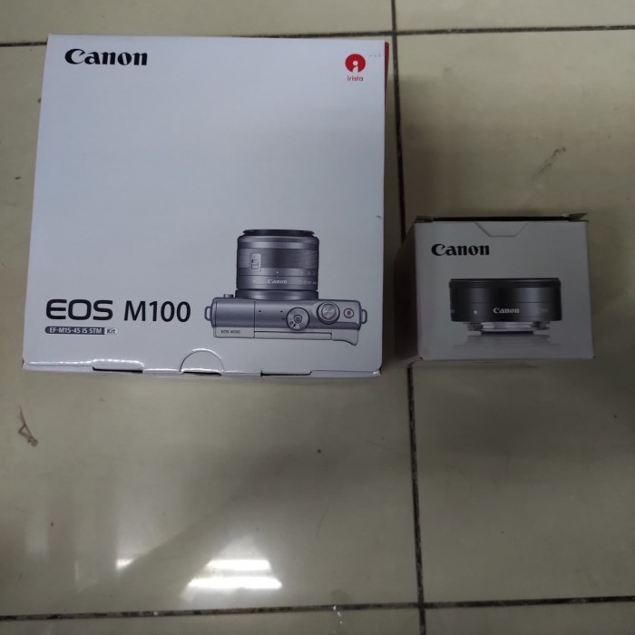 Canon Eos M100 Kit Ef-M 15-45Mm Is Stm + Lensa Canon Ef-M 22Mm F/2 Stm