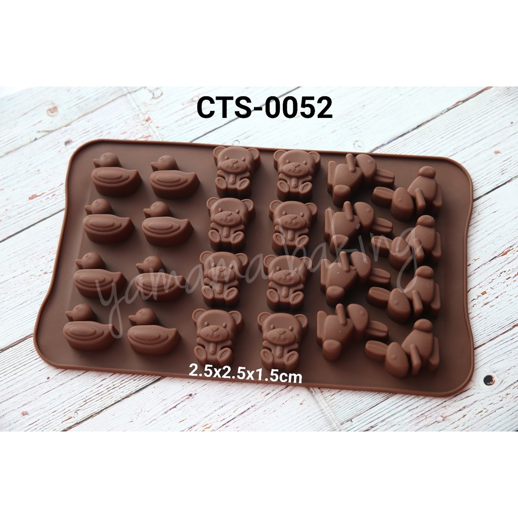 CTS-0052 Cetakan silikon coklat pudding sabun panda bebek bunny duck (Cetakan silikon)