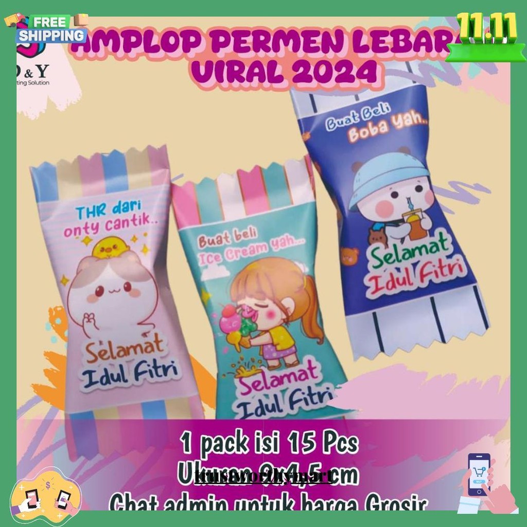 

[ Ready Stock Isi 15 Pcs ] Amplop Permen Lebaran | Amplop Lucu | Amplop Lebaran | Amplop Idul Fitri Permen Lucu Bisa Cod